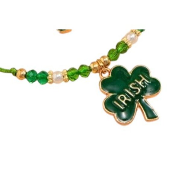 St Patricks Day Shamrock Knotted String Beaded Bracelet Anklet Irish New… - Picture 9 of 12